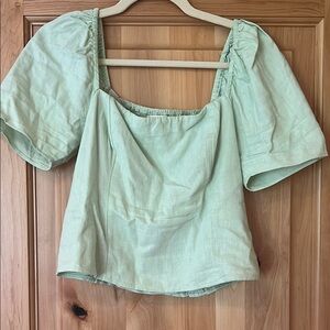 A&F Mint Green Puff Sleeve Top